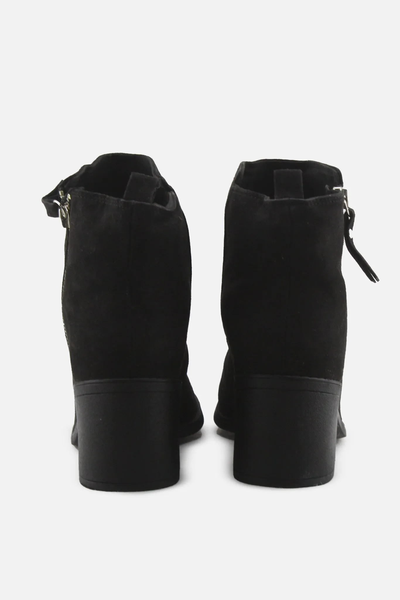 European Brand Zipper Block Heels Boots | Suede