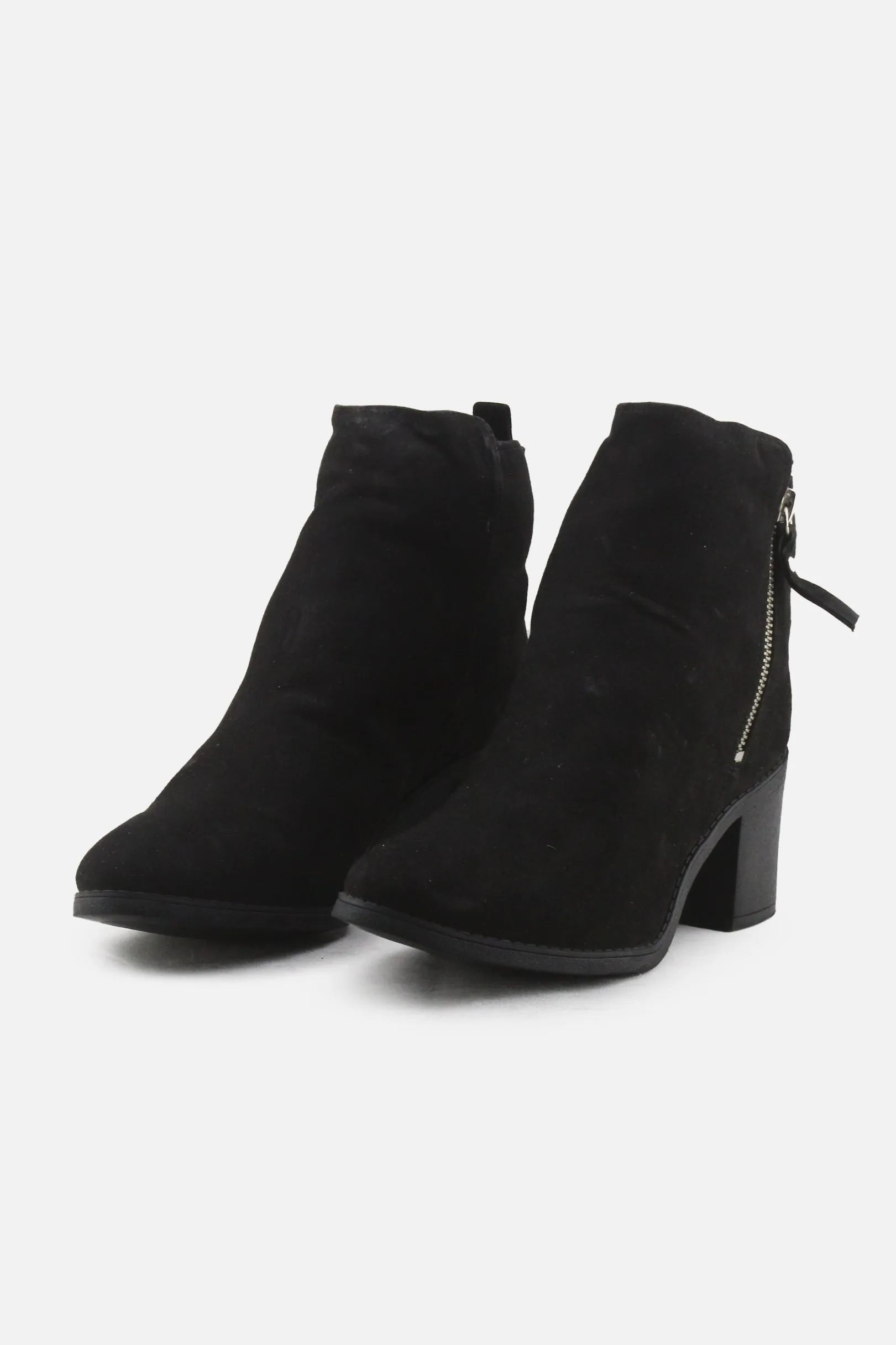 European Brand Zipper Block Heels Boots | Suede