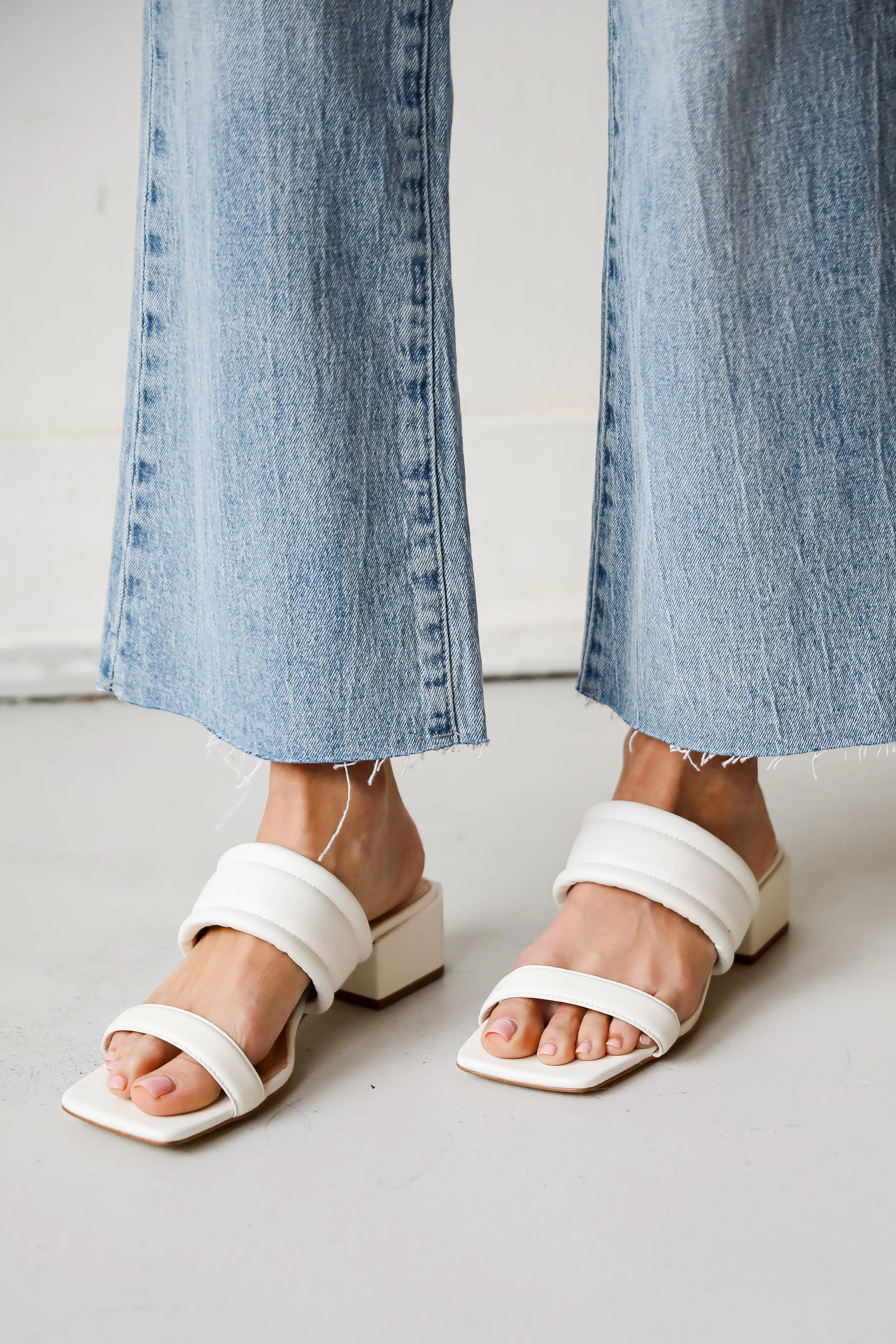 FINAL SALE - Feeling Fine White Double Strap Heels