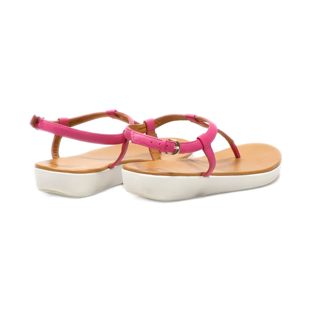 Fitflop Flat Sandals Leather Pink Colour For Women