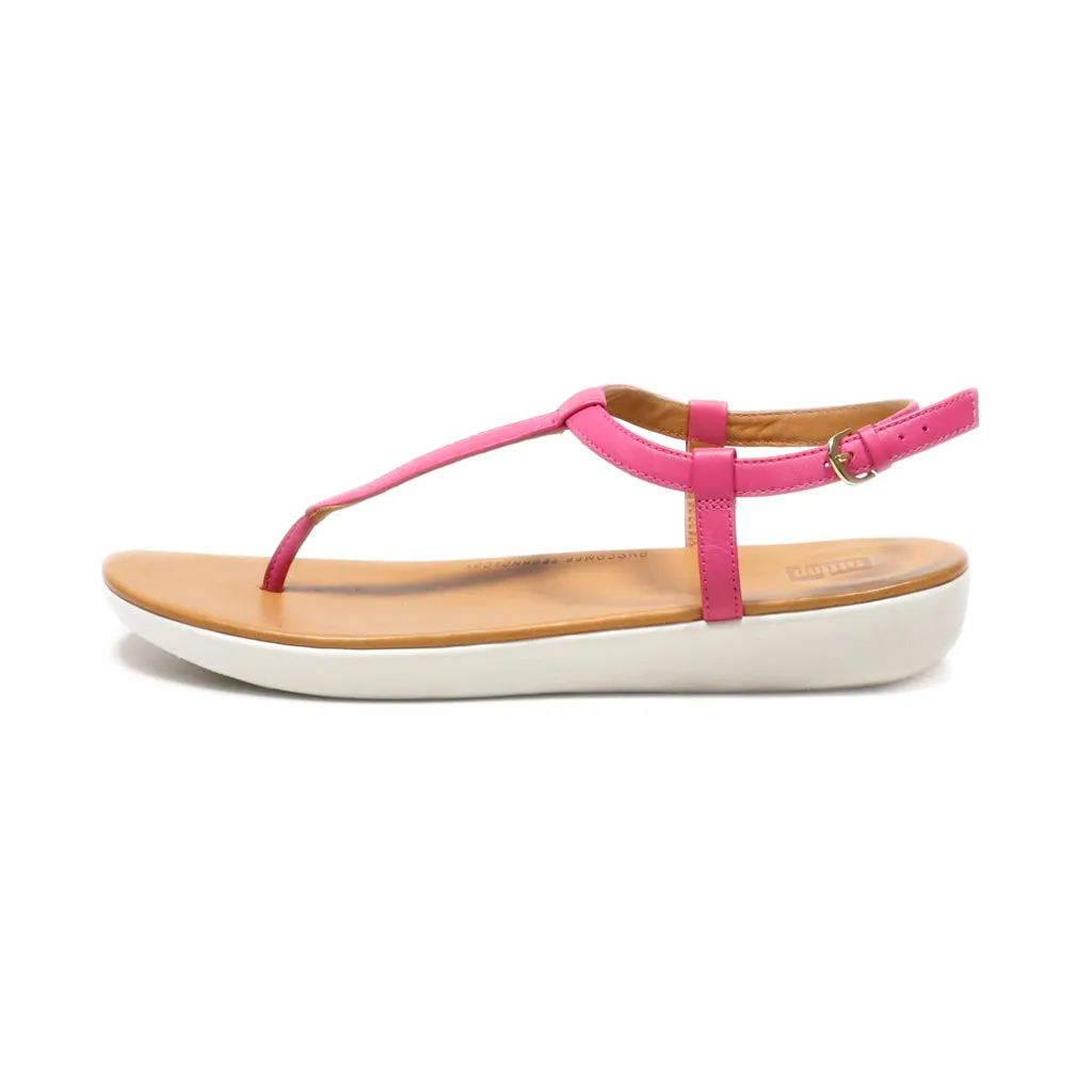 Fitflop Flat Sandals Leather Pink Colour For Women