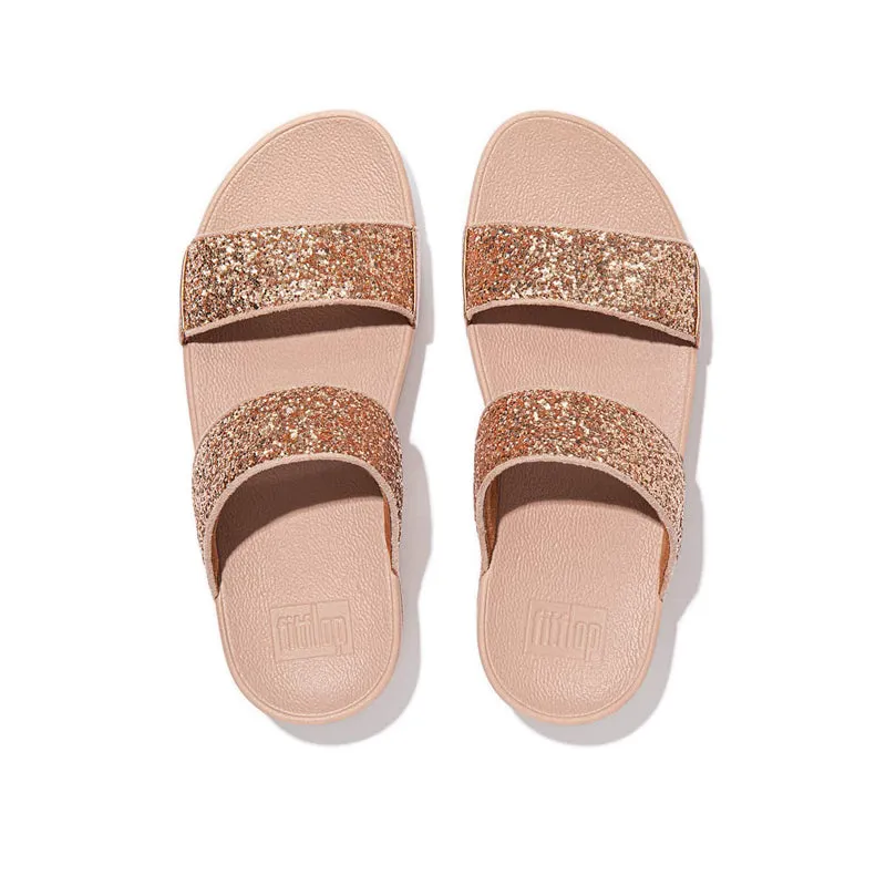 Fitflop Lulu Women's Glitter Slides - Rose Gold