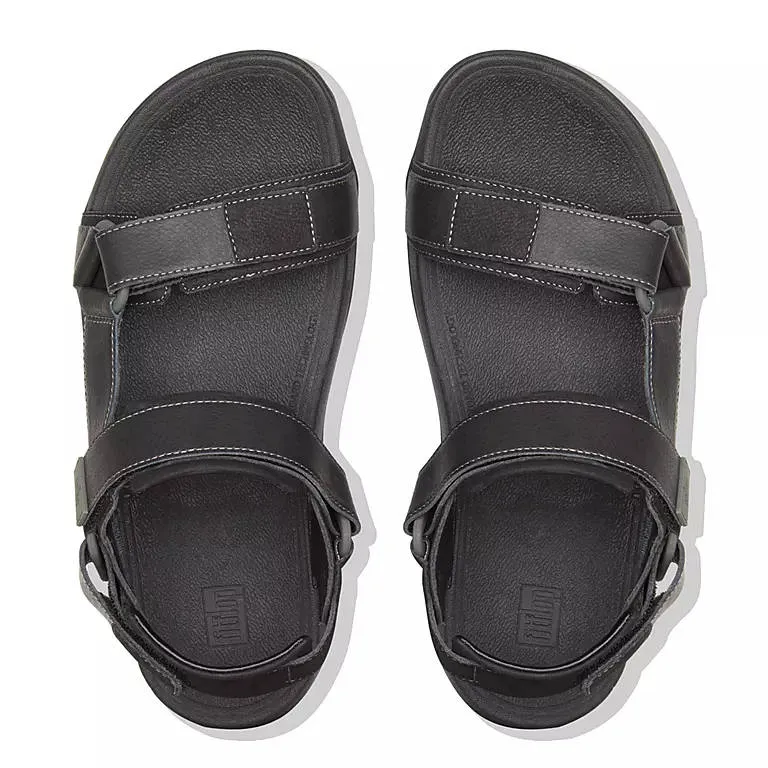 FitFlop Mens Ryker Black Leather Sandals