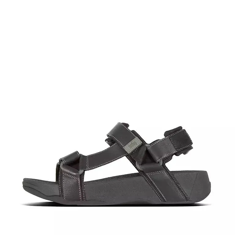 FitFlop Mens Ryker Black Leather Sandals