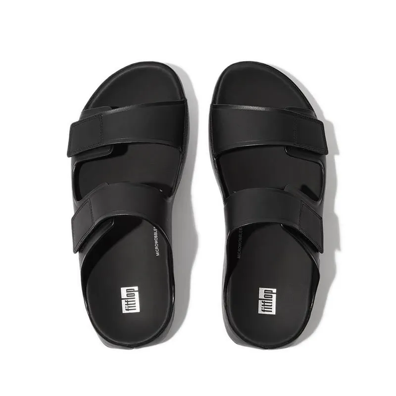 Fitflop Samel Men's Adjustable Leather Slides - All Black