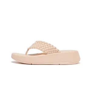 Fitflop Women F-Mode Woven-Leather Flatform Toe-Post Sandals |FW7-A41| Rose Foam