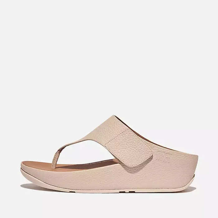 Fitflop Women Shuv Adjustable Tumbled-Leather Toe-Post Sandals |HM4-A20| Stone Beige