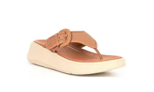 FitFlop Womens F-Mode Buckle Flatform Toe-Post Sandals Latte Tan