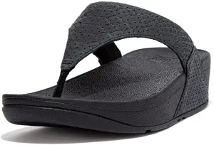 FitFlop Women's Lulu Perf Croc-Embossed Leather Toe-Post Sandal