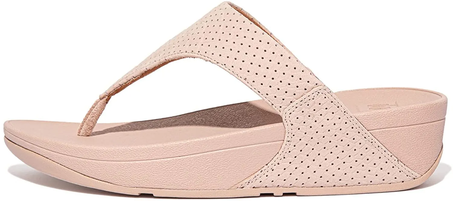 FitFlop Women's Lulu Perf Croc-Embossed Leather Toe-Post Sandal