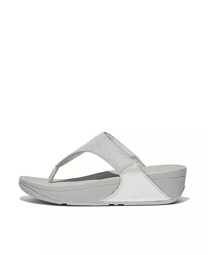 FitFlop Womens Lulu Shimmerlux Toe Post Sandals Silver