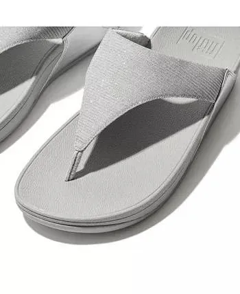 FitFlop Womens Lulu Shimmerlux Toe Post Sandals Silver