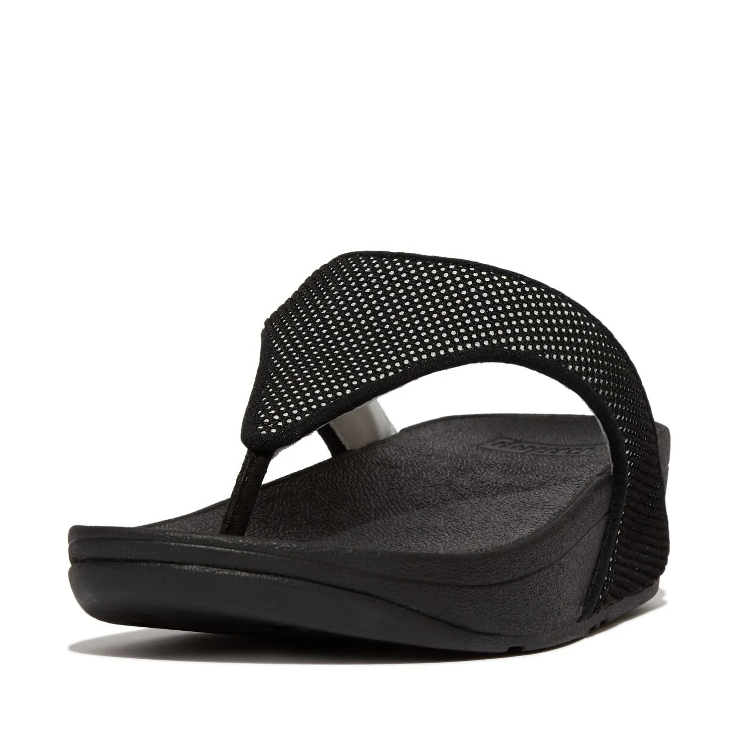 FitFlop Women's LULU Water-Resistant Two-Tone Webbing Toe-Thongs Sandals, Black