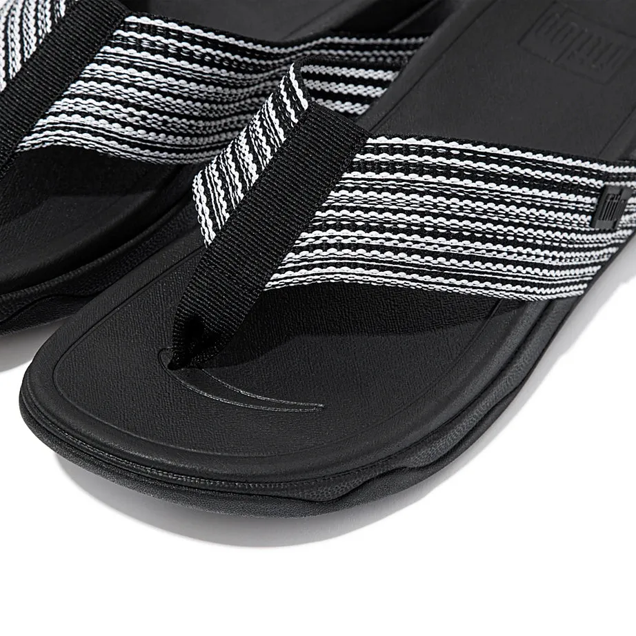 FITFLOPS SURFA MULTI-TONE WEBBING TOE POST SANDAL BLACK