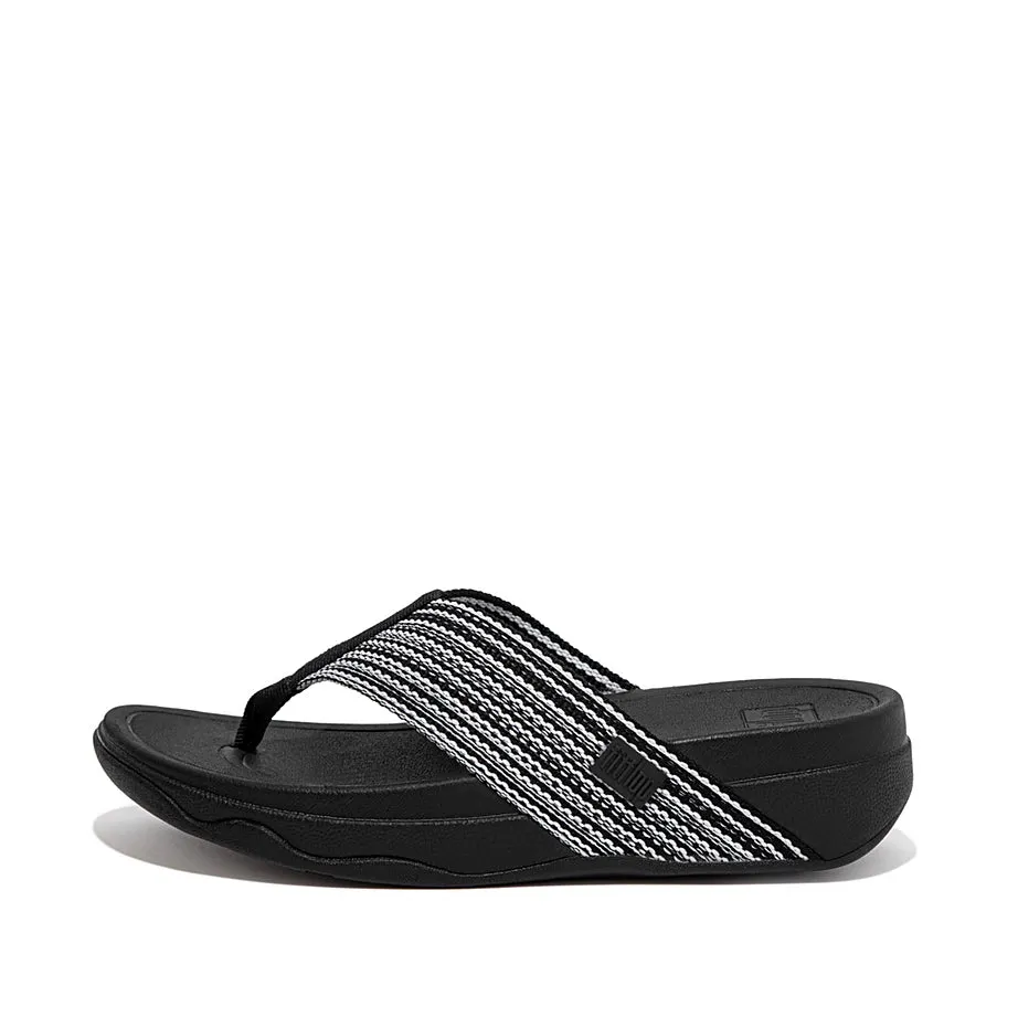 FITFLOPS SURFA MULTI-TONE WEBBING TOE POST SANDAL BLACK