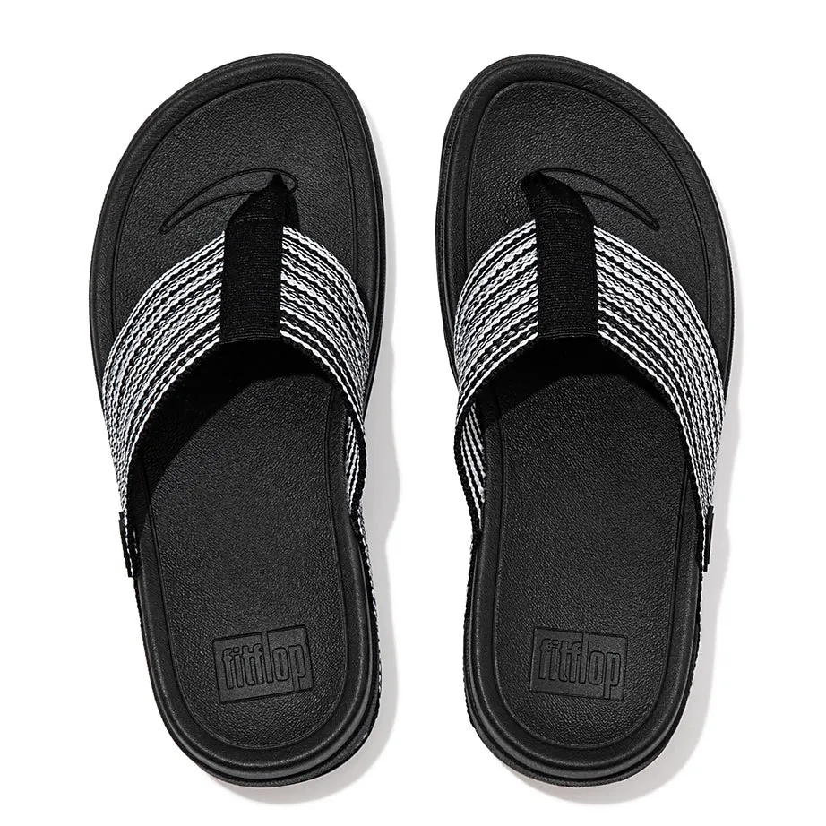 FITFLOPS SURFA MULTI-TONE WEBBING TOE POST SANDAL BLACK