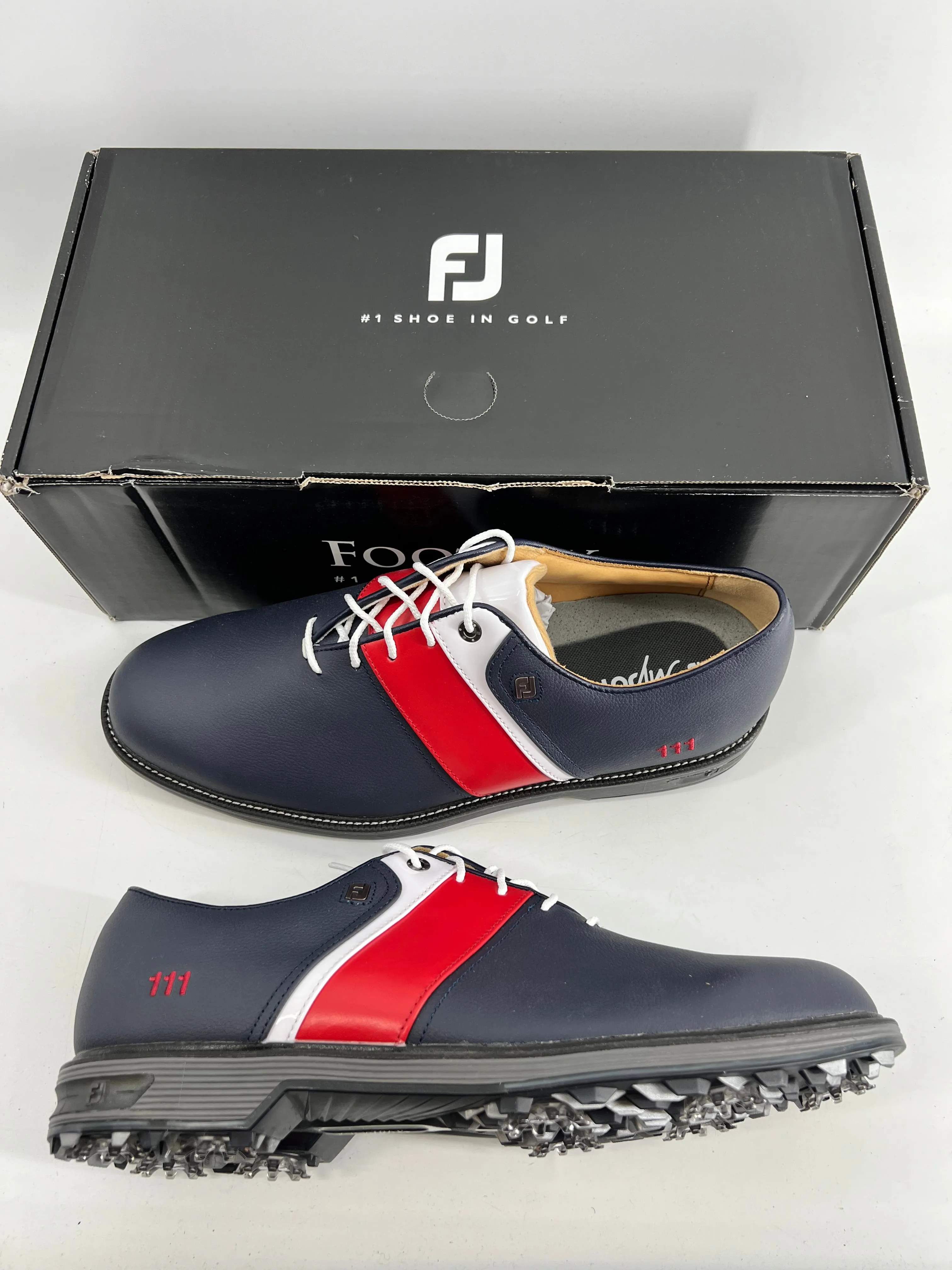 Footjoy Myjoys Premiere Series Packard Golf Shoes Navy Red White 11 M