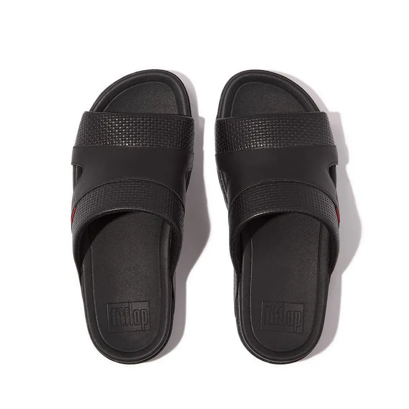 Freeway Iii  Weave-Embossed Leather Slides