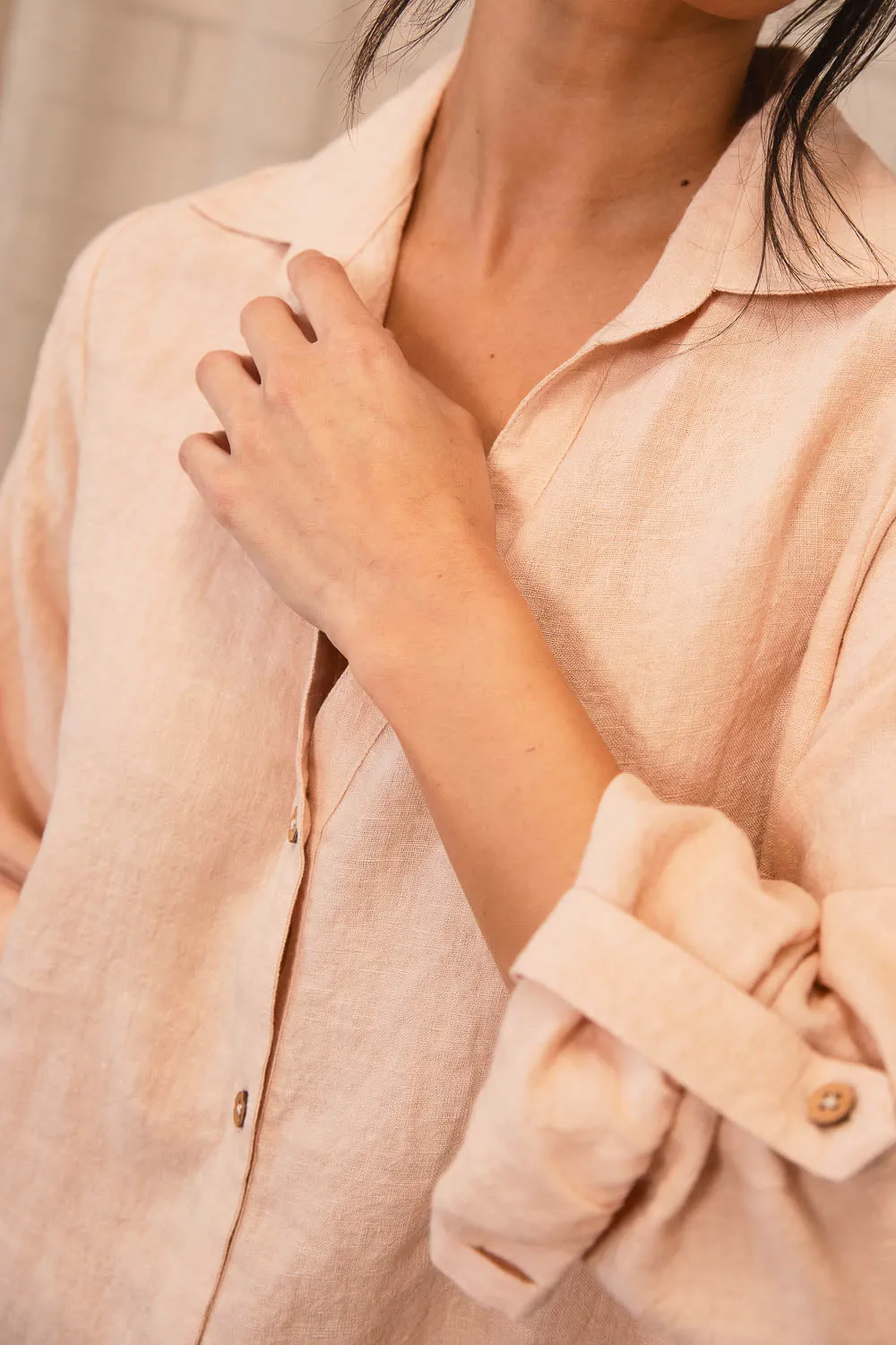 Fundamental Linen Shirt Dress - Blush