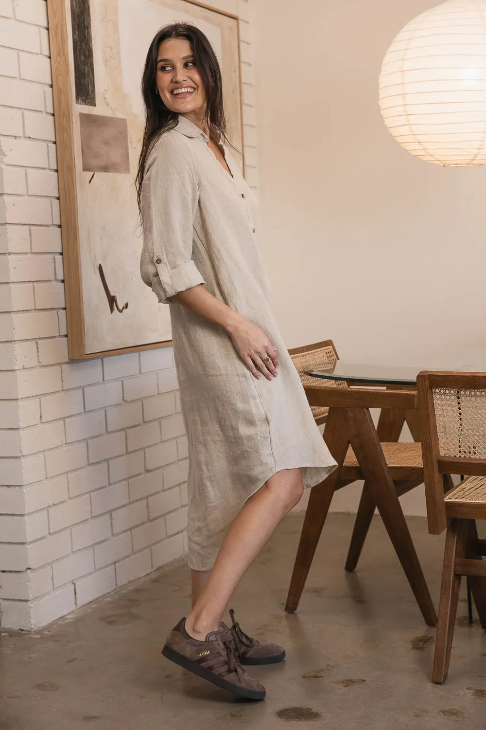 Fundamental Linen Shirt Dress - Natural