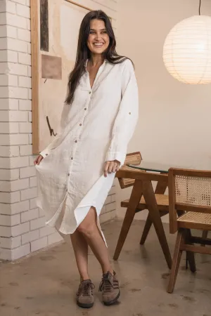 Fundamental Linen Shirt Dress - Off White