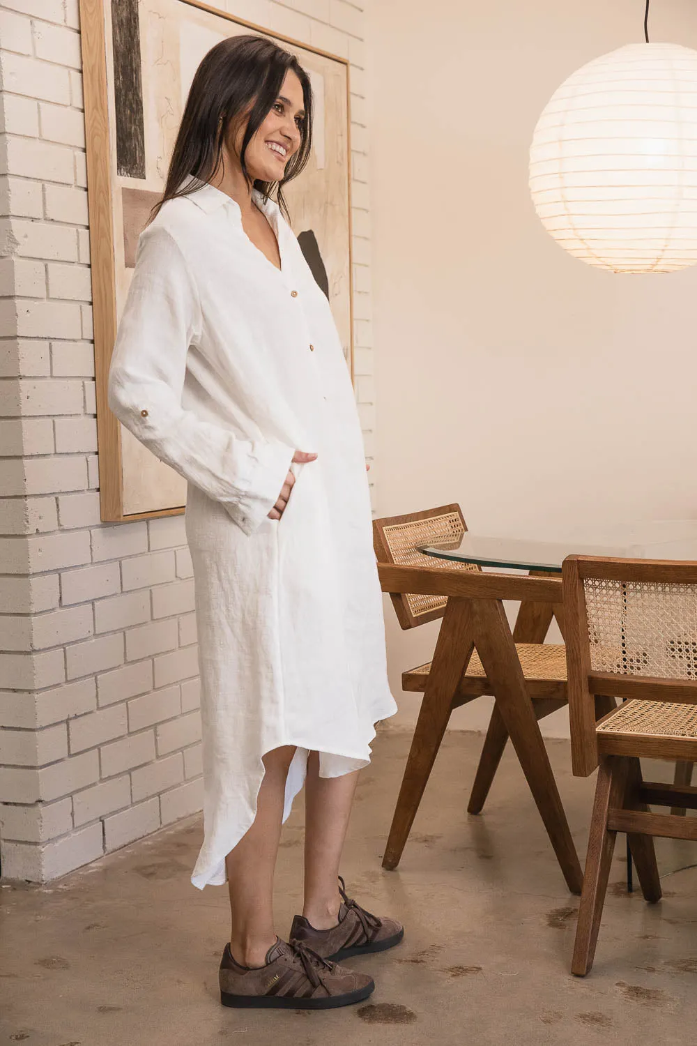 Fundamental Linen Shirt Dress - Off White