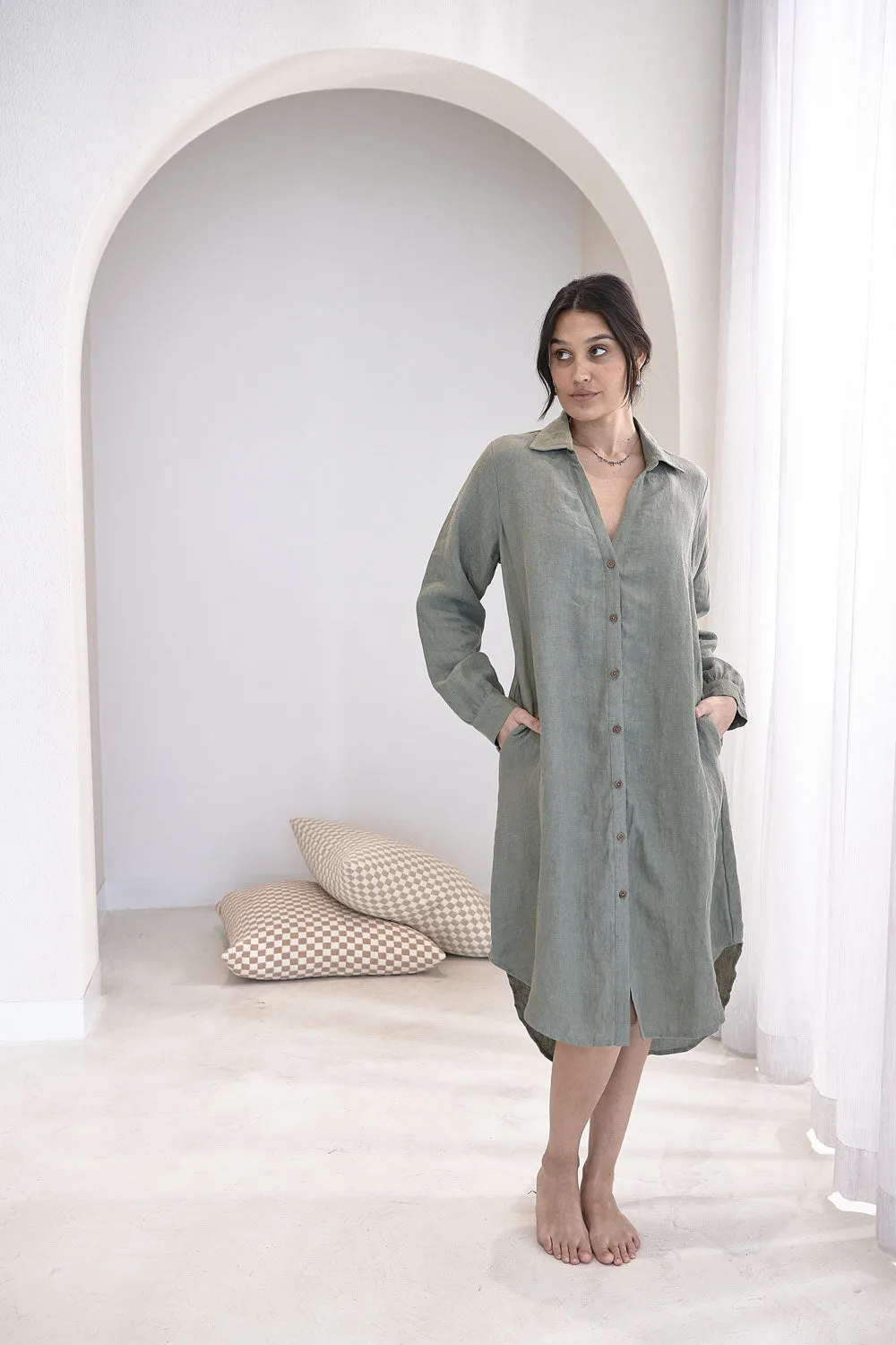 Fundamental Linen Shirt Dress - Pistachio 