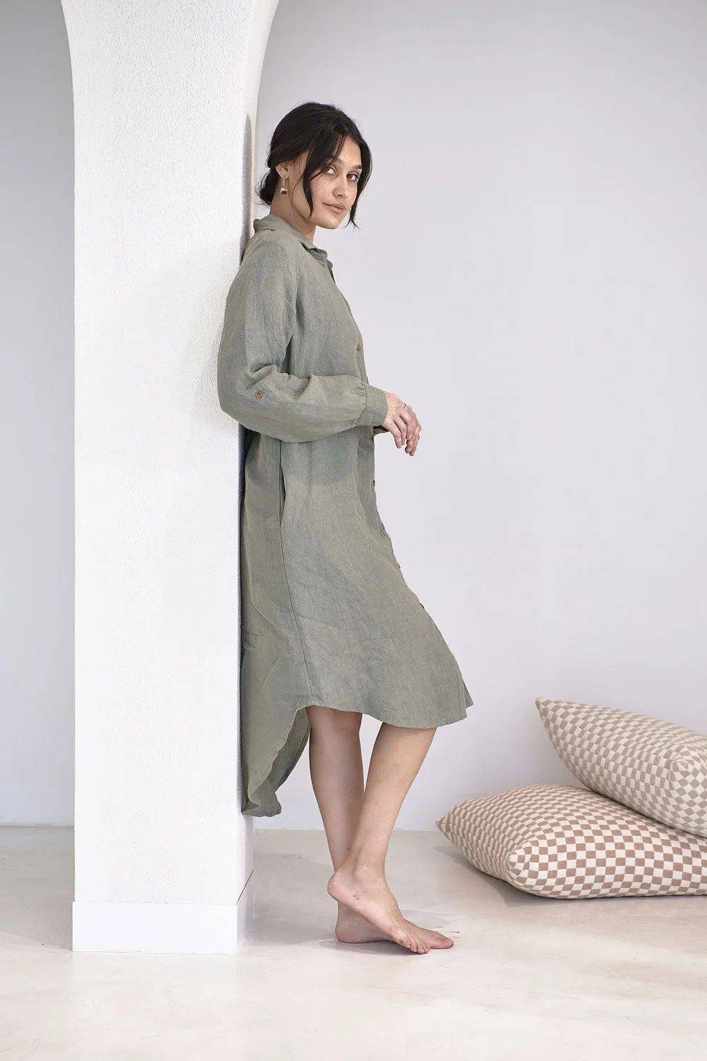 Fundamental Linen Shirt Dress - Pistachio 