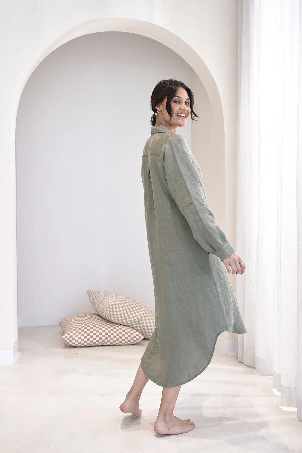 Fundamental Linen Shirt Dress - Pistachio 