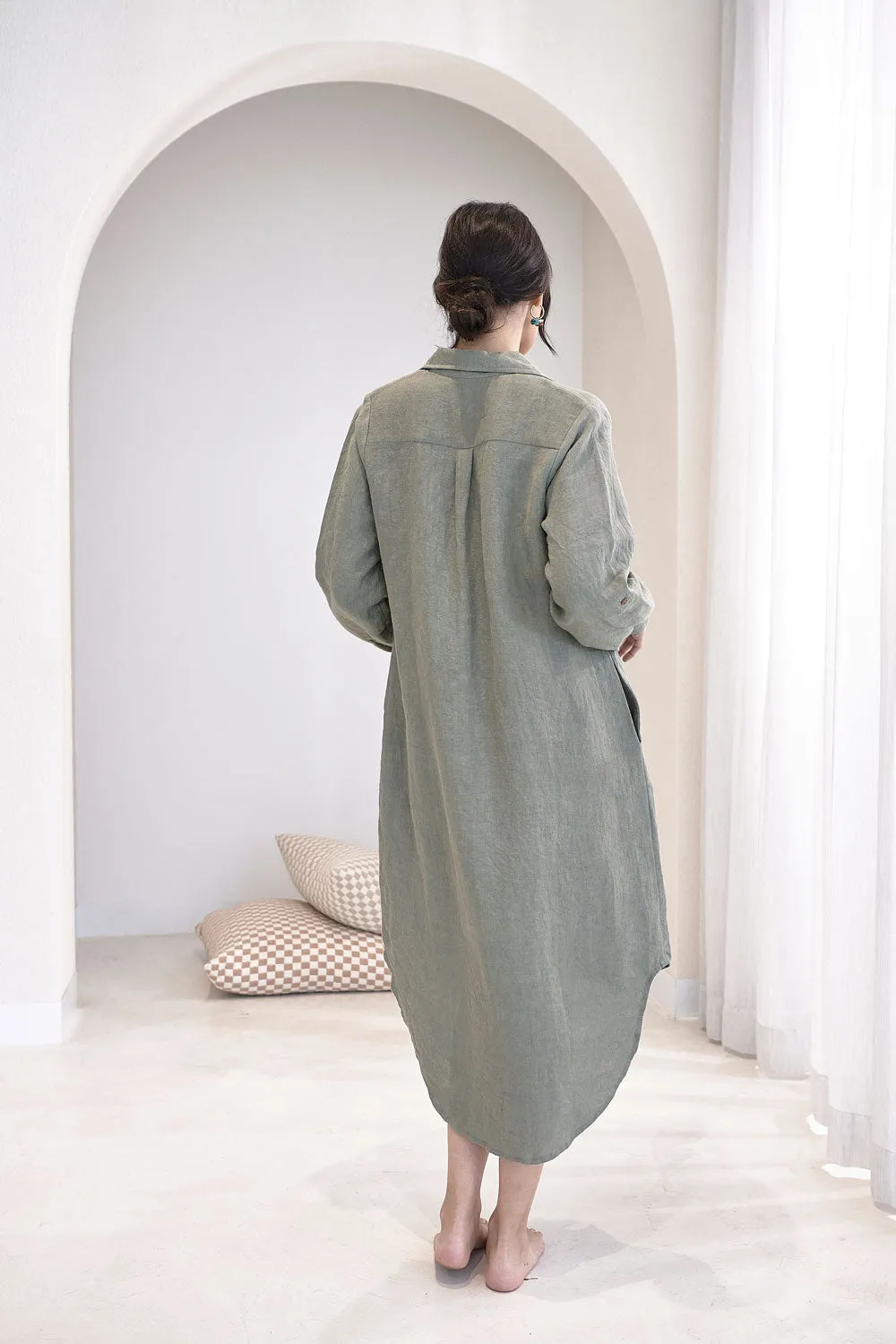 Fundamental Linen Shirt Dress - Pistachio 