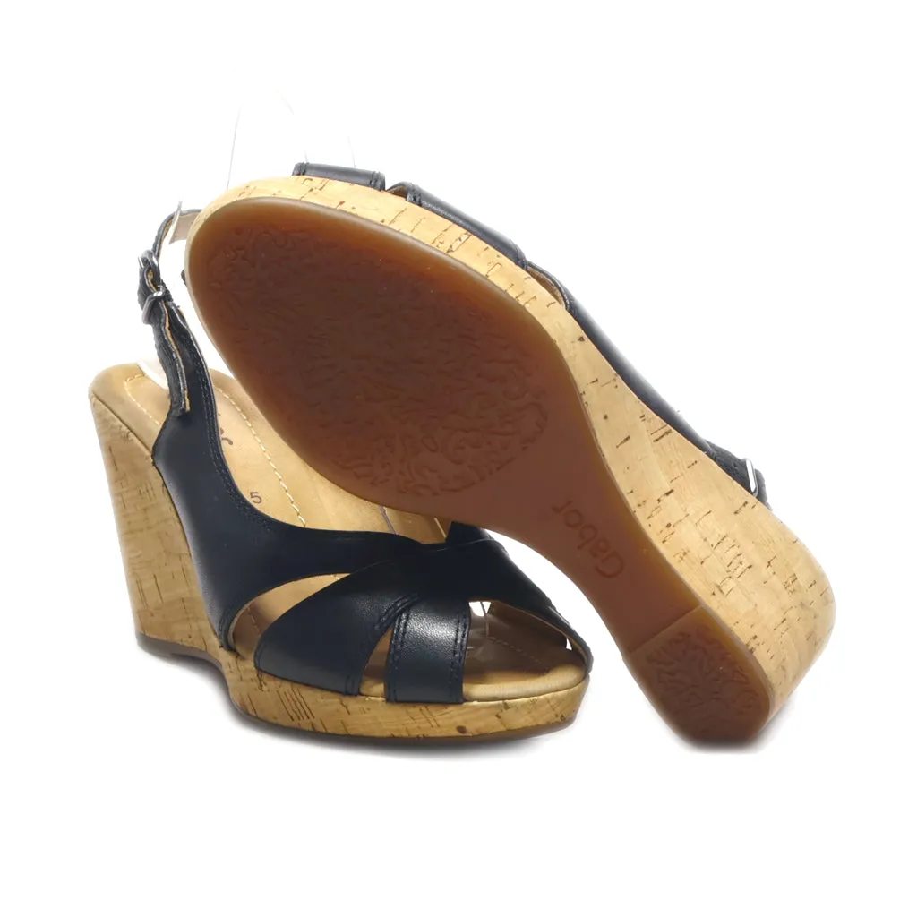 Gabor Wedge Sandals Leather Black Colour For Women