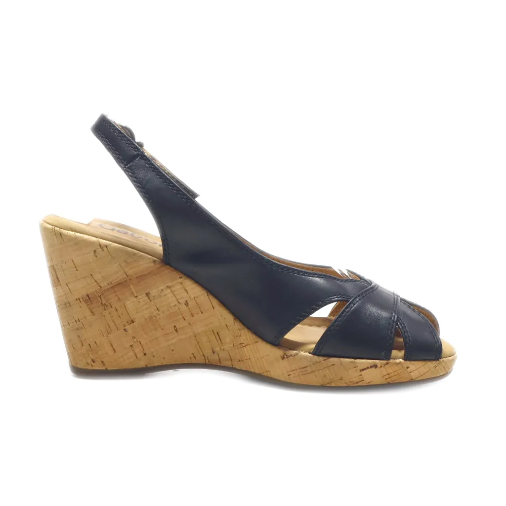 Gabor Wedge Sandals Leather Black Colour For Women