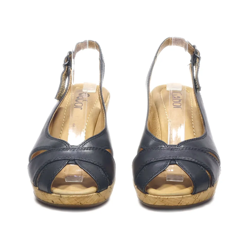 Gabor Wedge Sandals Leather Black Colour For Women