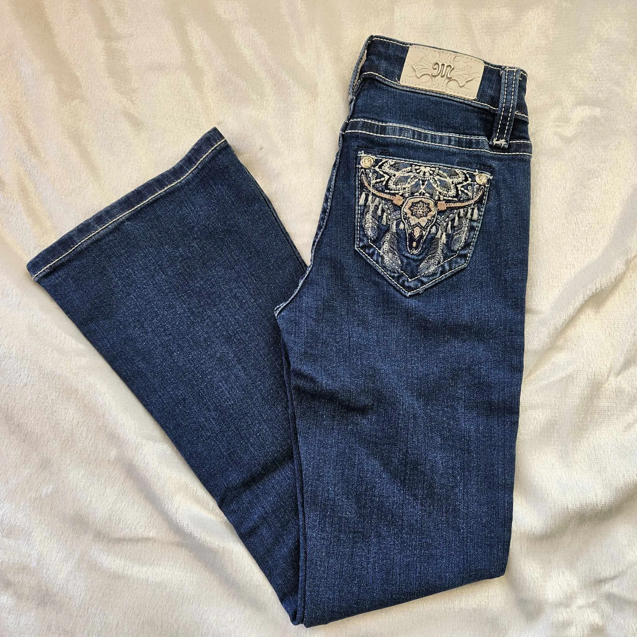 Girl's Miss Me Longhorn Embroidered Boot Cut Jean