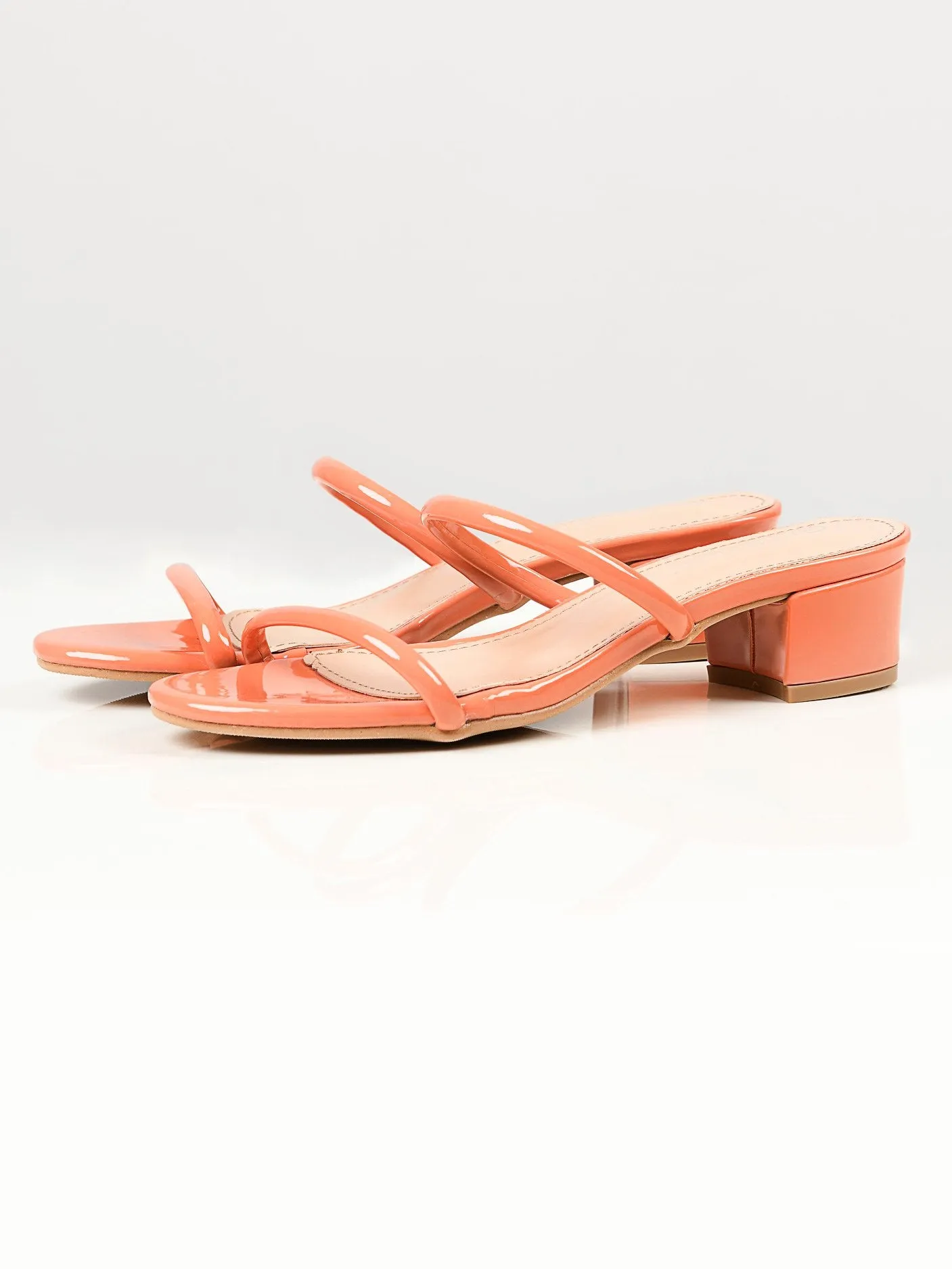 Glossy Block Heels - Orange