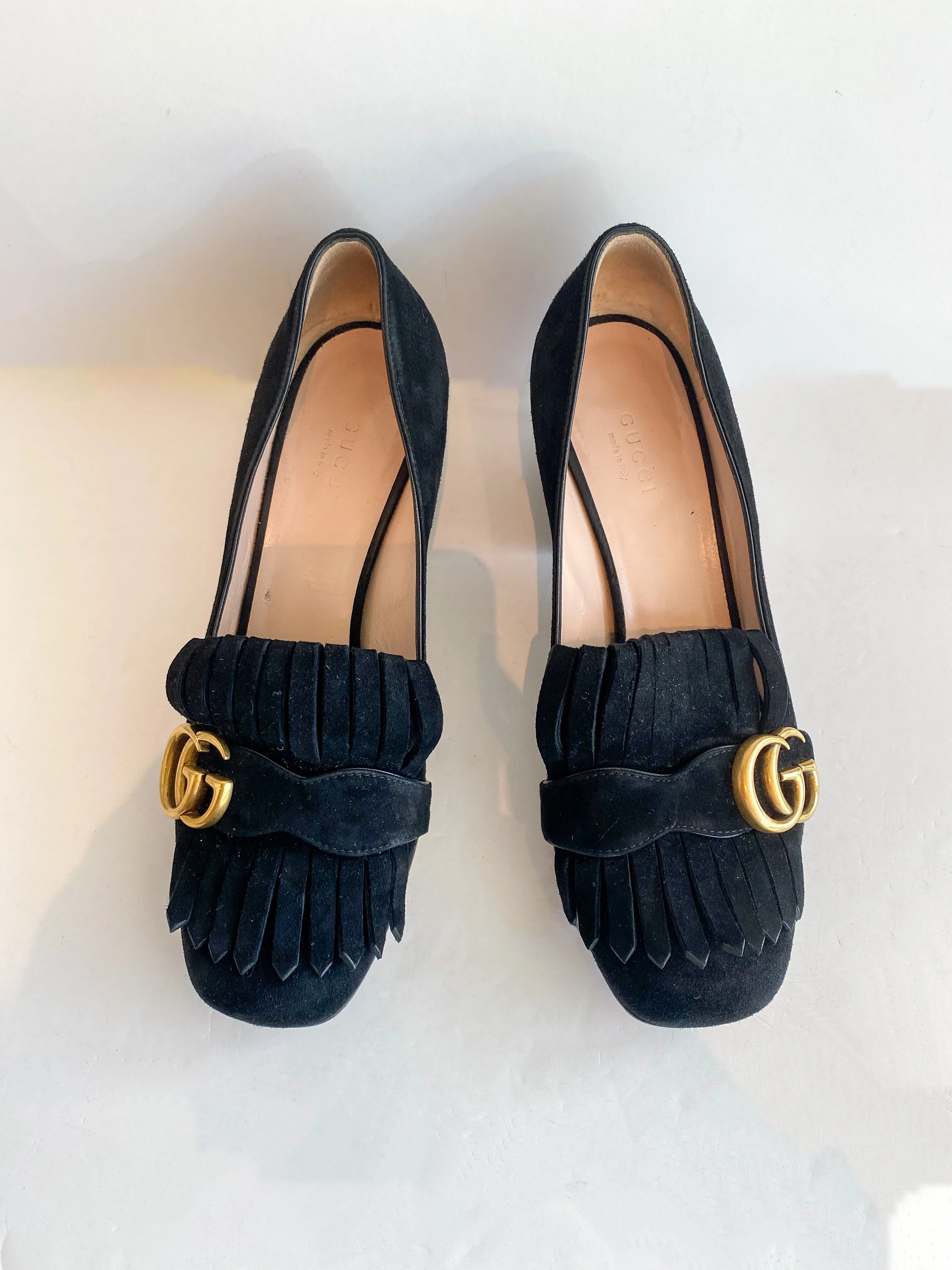 Gucci Marmont Suede Block Heels