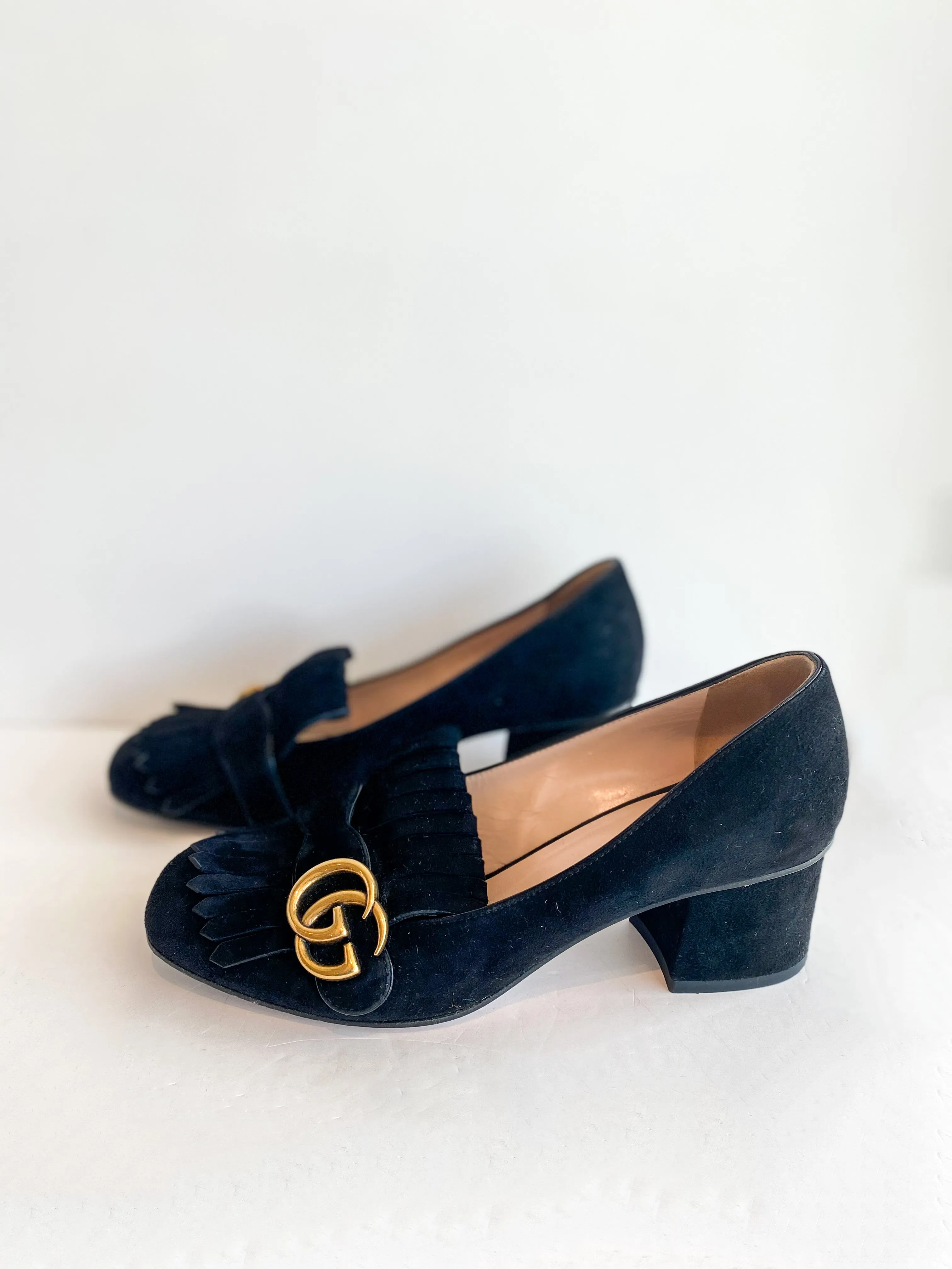 Gucci Marmont Suede Block Heels