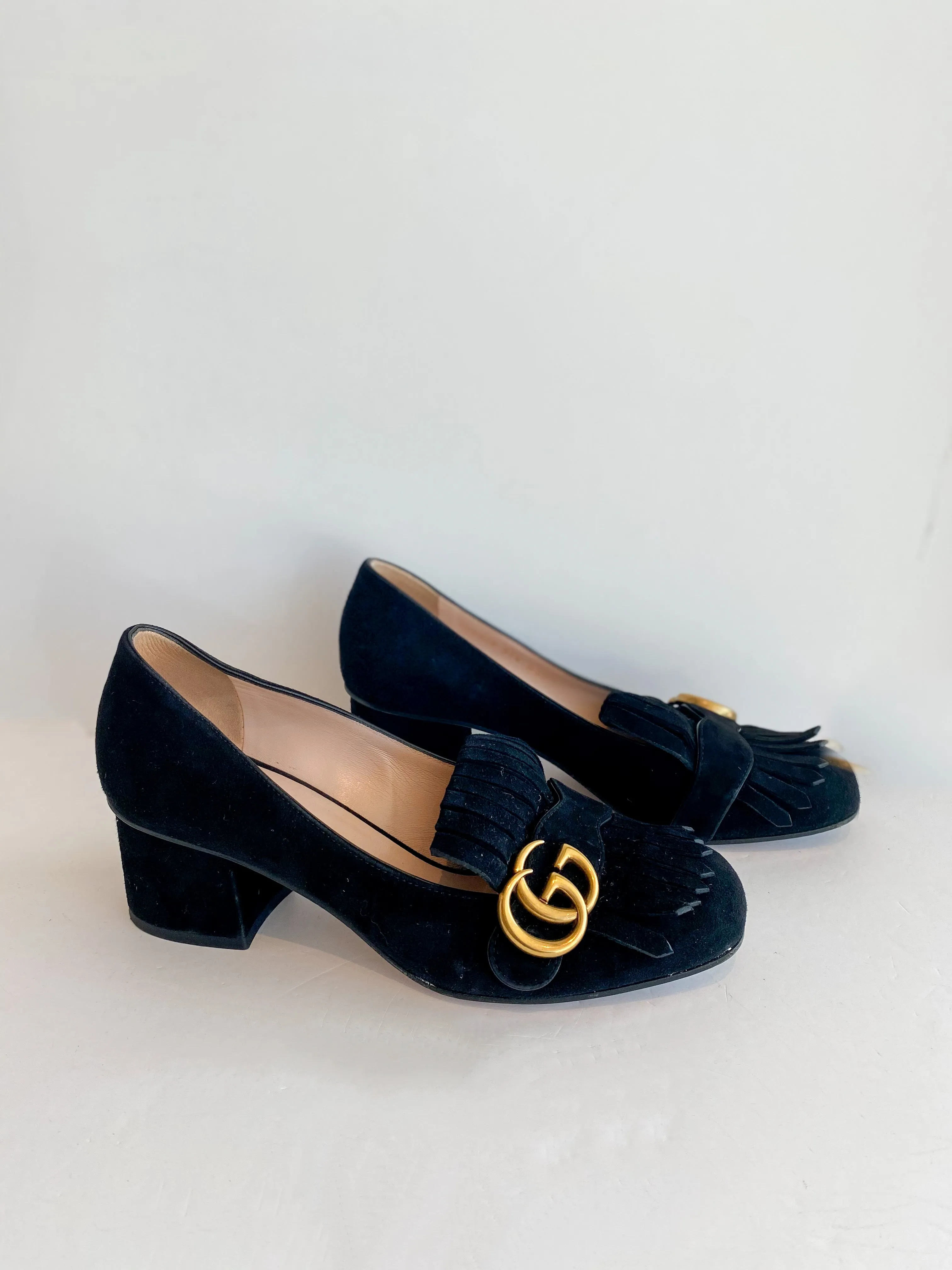 Gucci Marmont Suede Block Heels