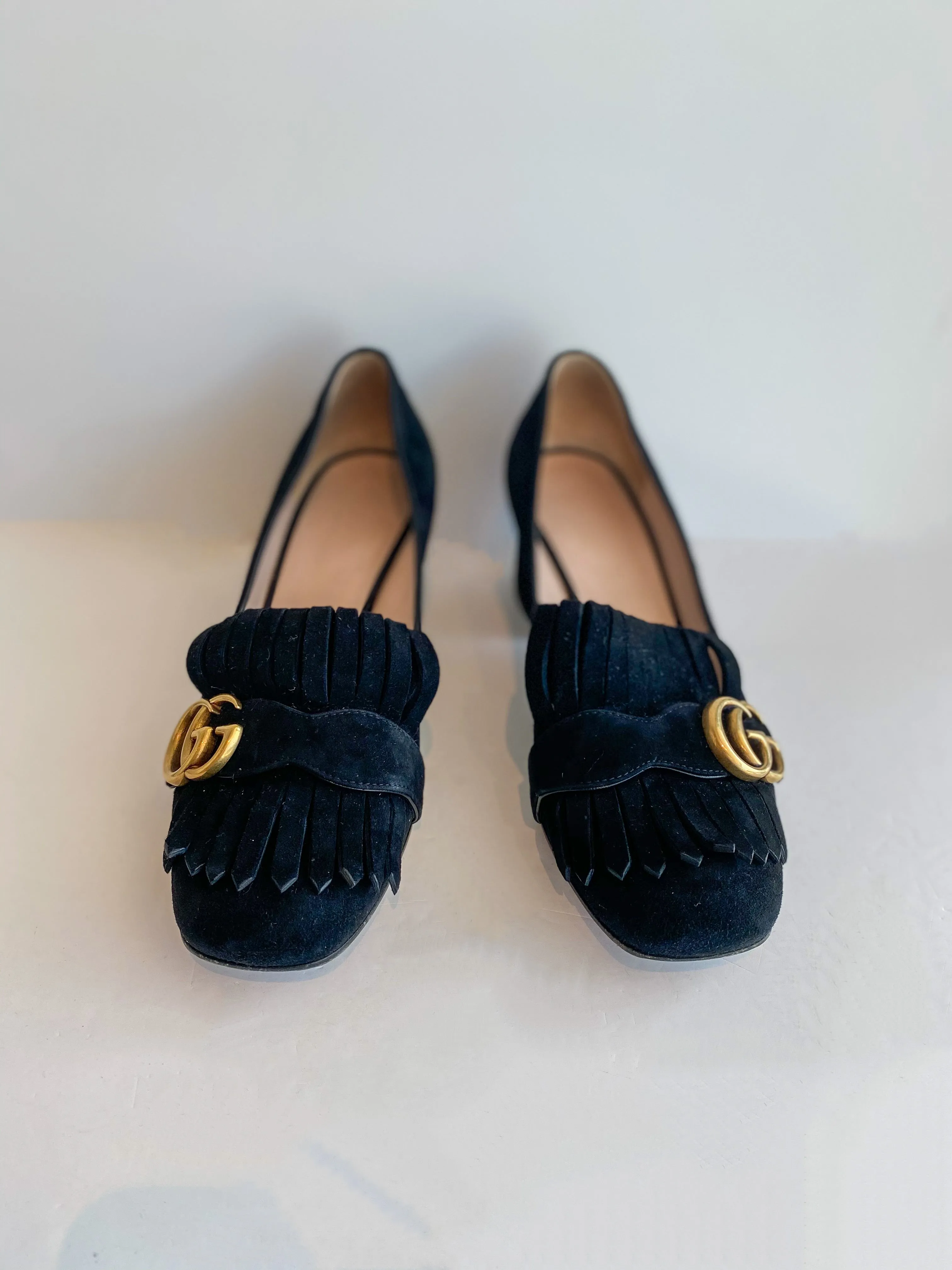 Gucci Marmont Suede Block Heels