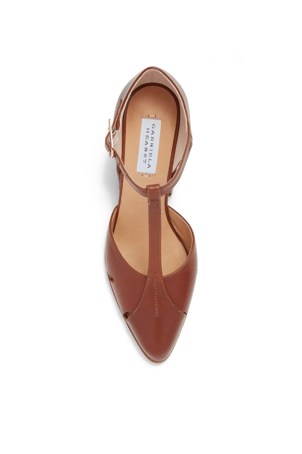 Hawes T-Strap Heel in Cognac Leather