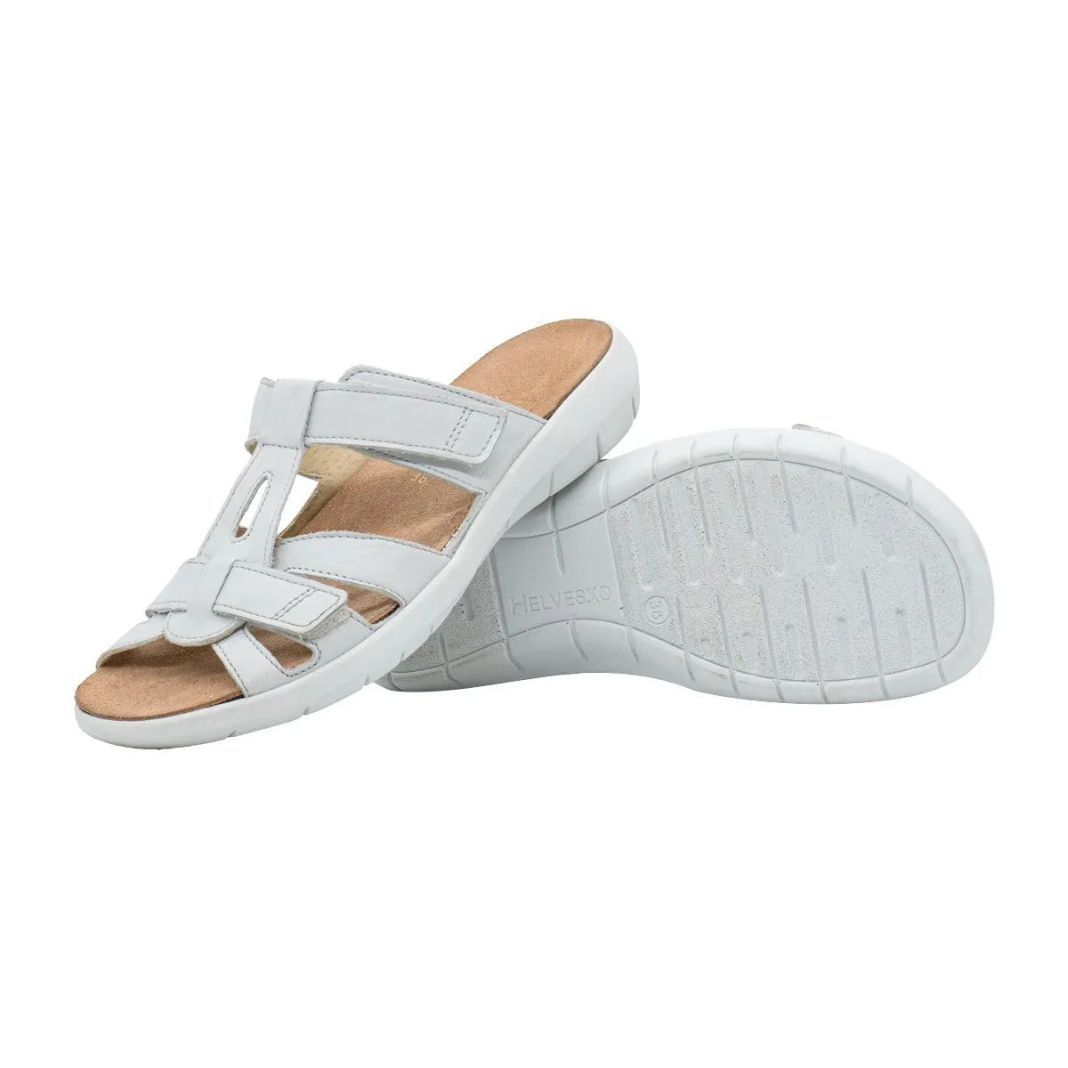 Helvesko Slide Sandals Sliders Leather White Colour For Women