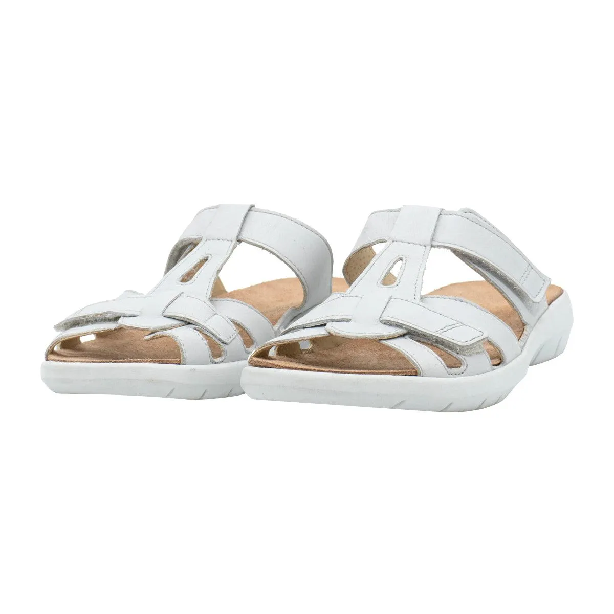 Helvesko Slide Sandals Sliders Leather White Colour For Women