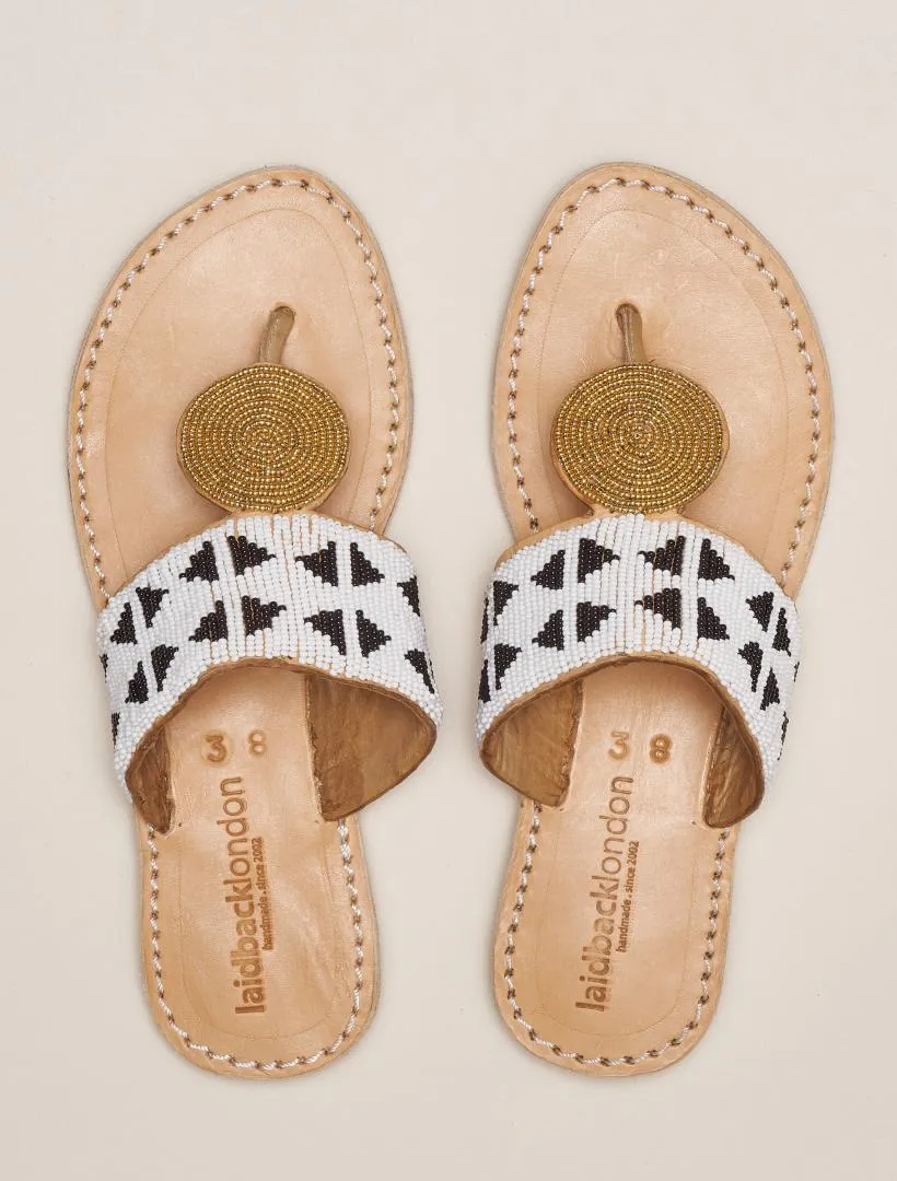 Heron LP Leather Sandal Black White