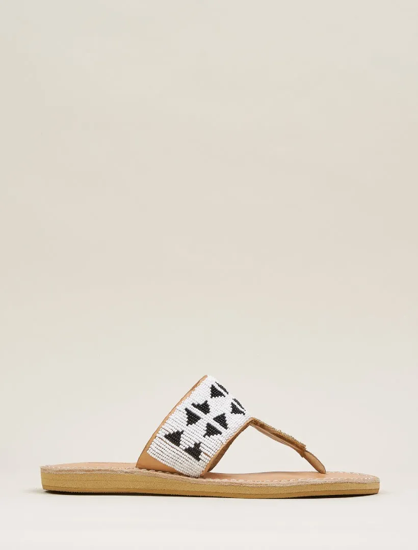 Heron LP Leather Sandal Black White