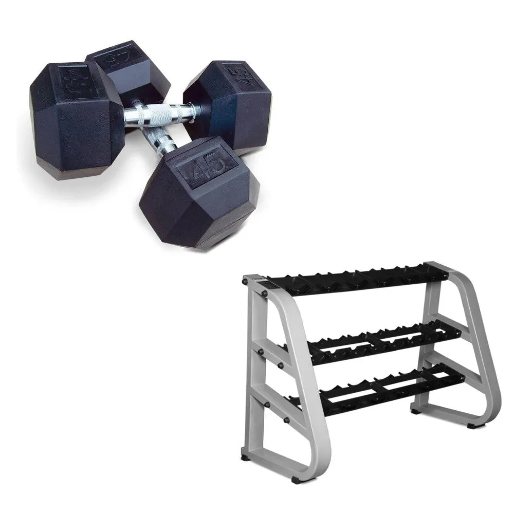 Intek Strength 5-50lb Rubber Hex Dumbbell Package