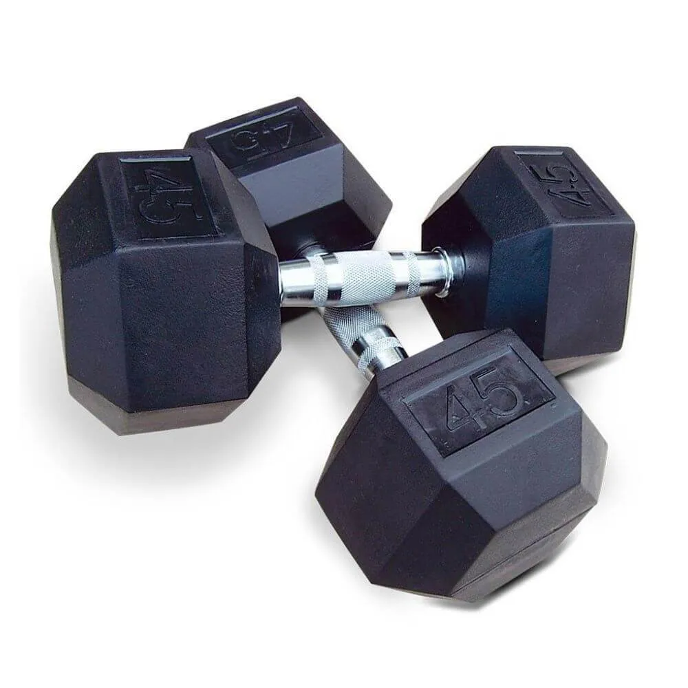 Intek Strength 5-50lb Rubber Hex Dumbbell Package