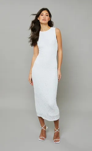 Ivory Textured Racer Maxi Dress