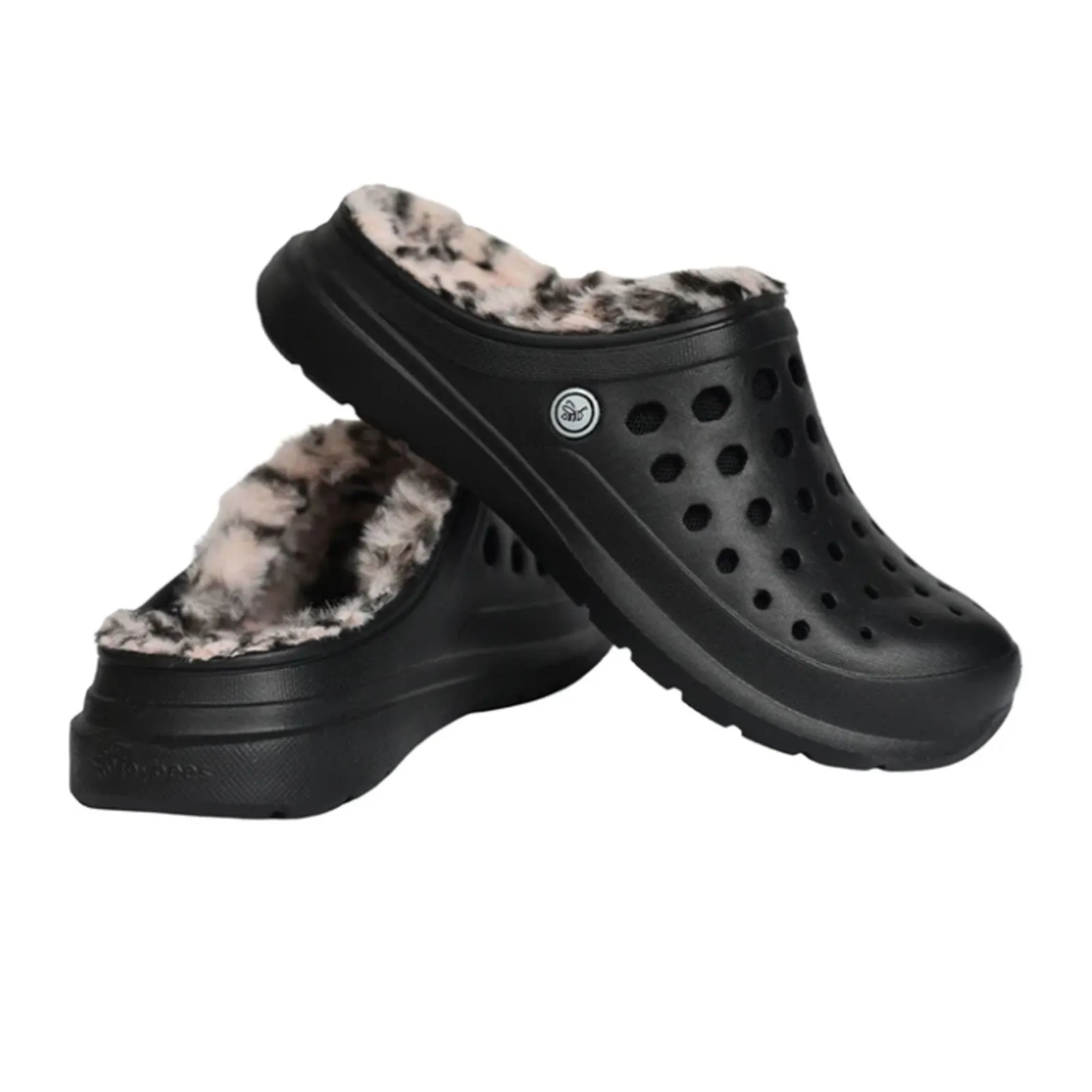 Joybees Cozy Lined Clog (Unisex) - Black/Cheetah