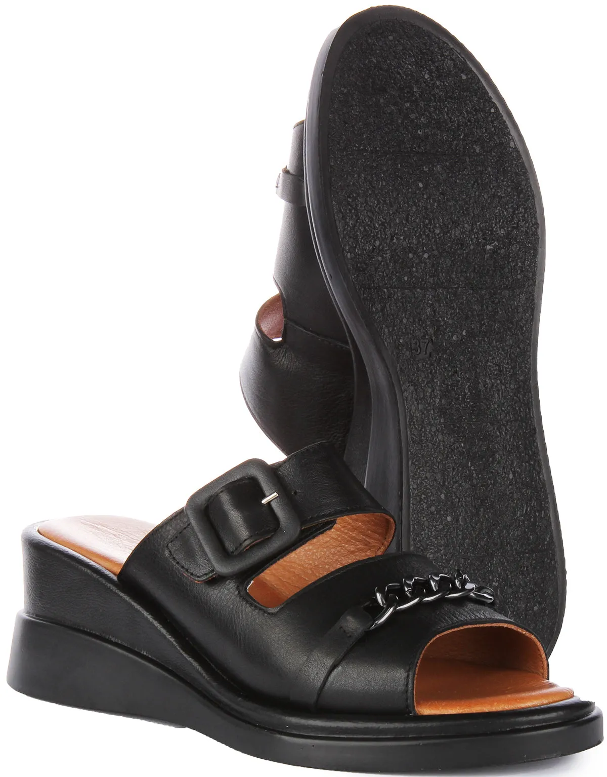 Justinreess England Sami Wedge Sandal In Black For Women