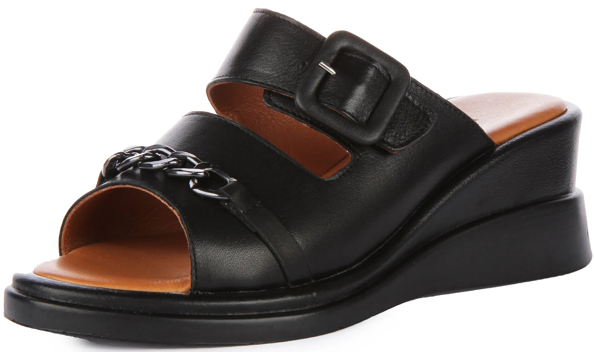 Justinreess England Sami Wedge Sandal In Black For Women